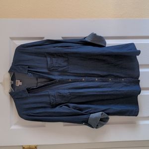 Denim look snap up blouse